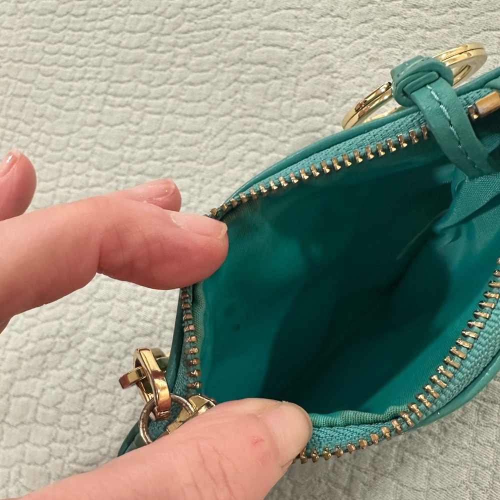 Tory Burch Teal Key & Card Holder with Gold Accents - Picture 5 of 9